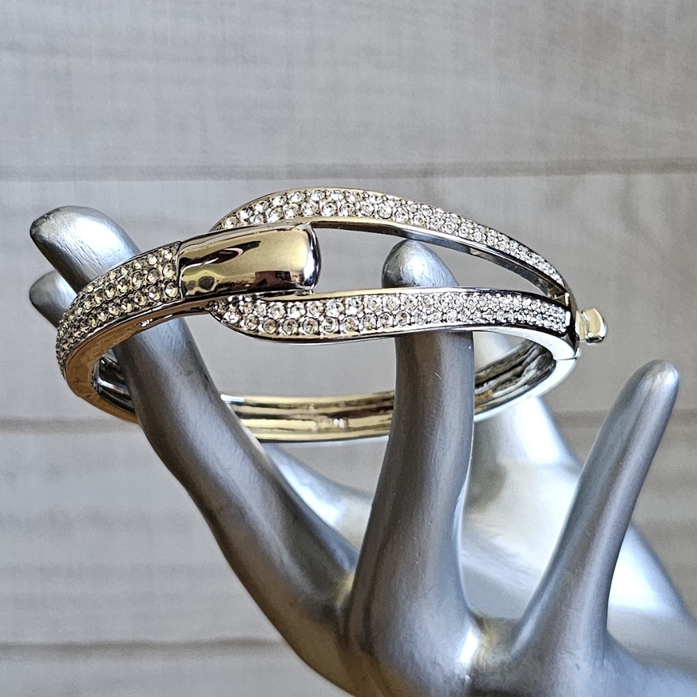 Vintage Butler Silver and Swarovski Bangle Bracelet. Swarovski Crystals.